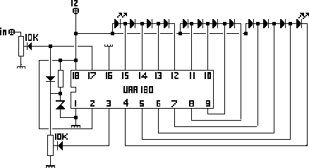 Here Can You Find The Schematic Of A LED VU Meter With The UAA180
